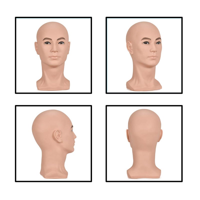 ZMS Male Mannequin Head Professional Training Head Manikin Bald Hat Display Wig Training Head Model with Free Table Clamp - Image 3